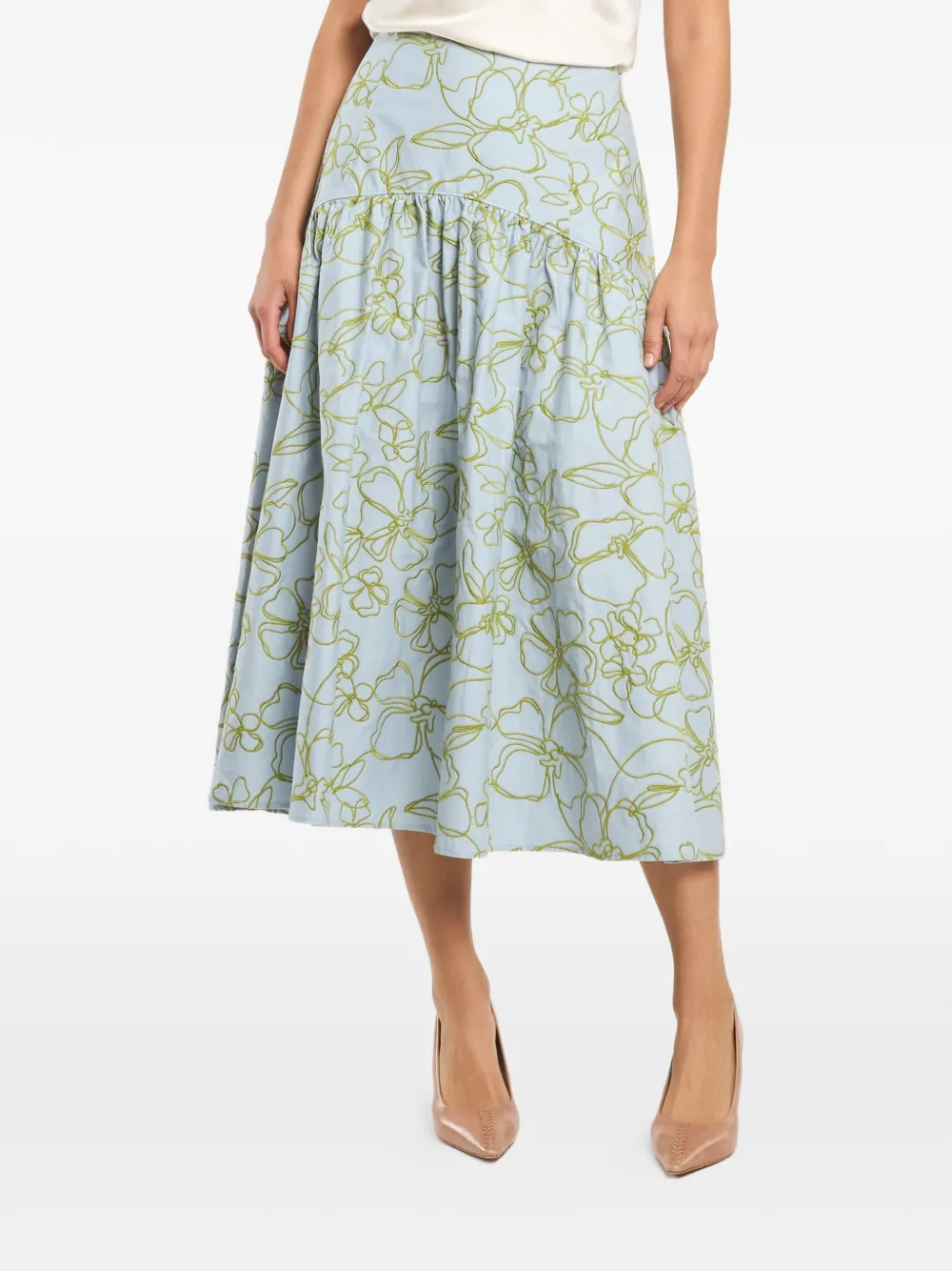  Cinq A Sept Zoanne Floral Midi Skirt - Blue 