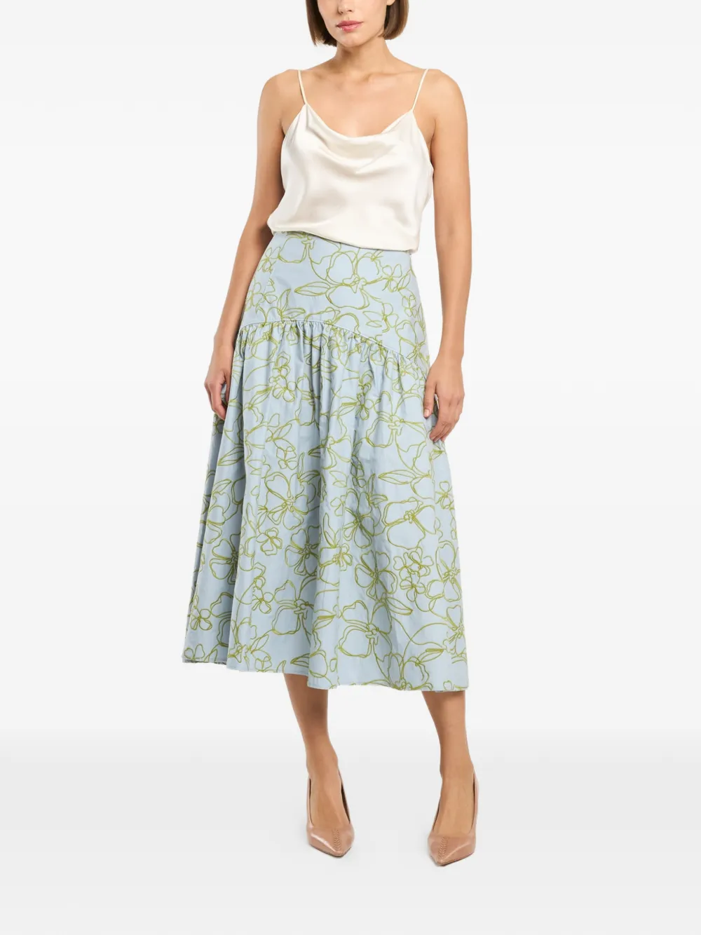  Cinq A Sept Zoanne Floral Midi Skirt - Blue 