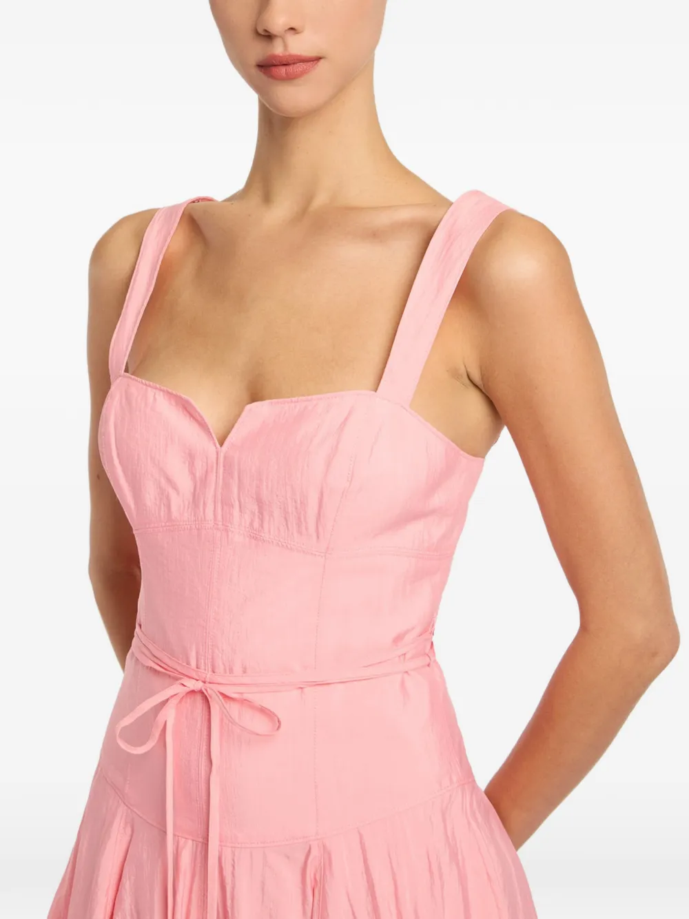 Cinq A Sept Jerome midi-jurk met sweetheart-hals en strik Roze