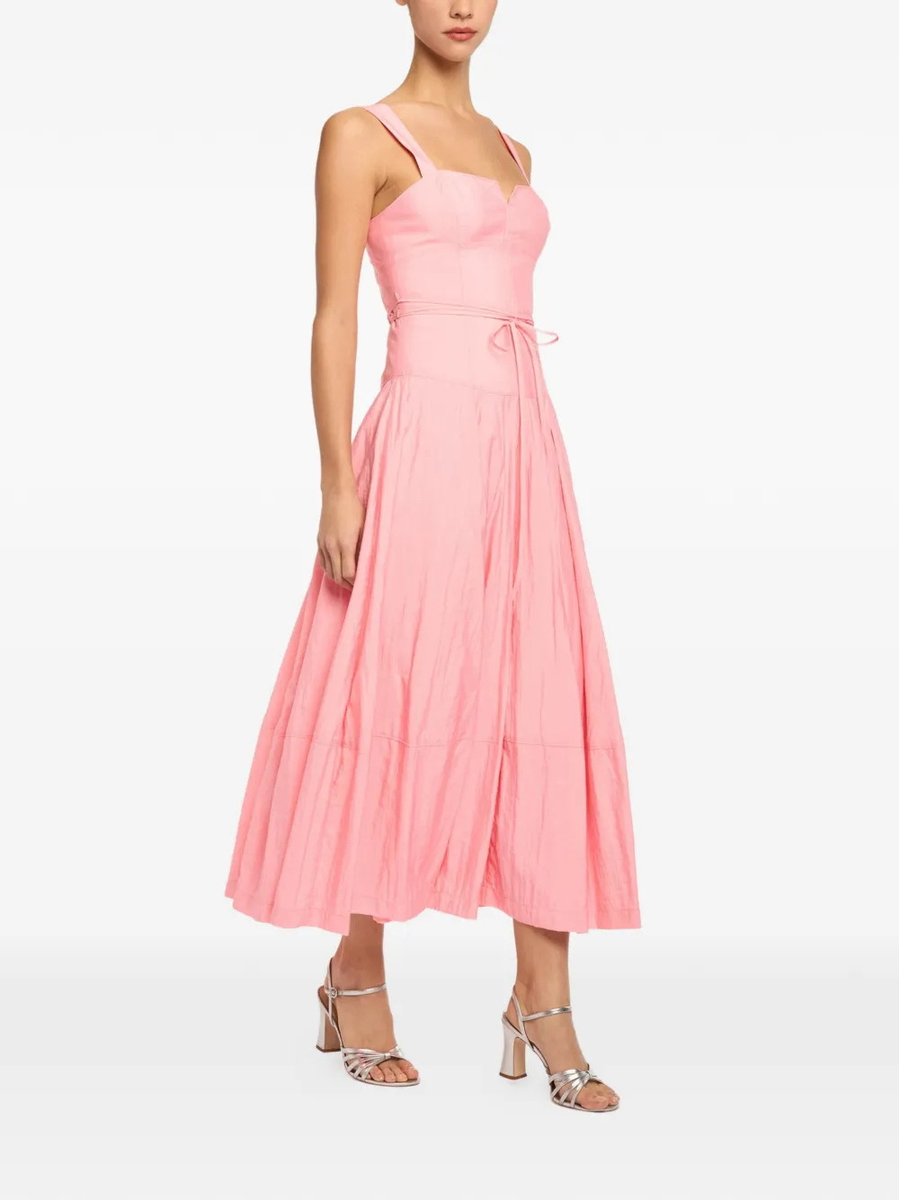 Cinq A Sept Jerome midi-jurk met sweetheart-hals en strik Roze