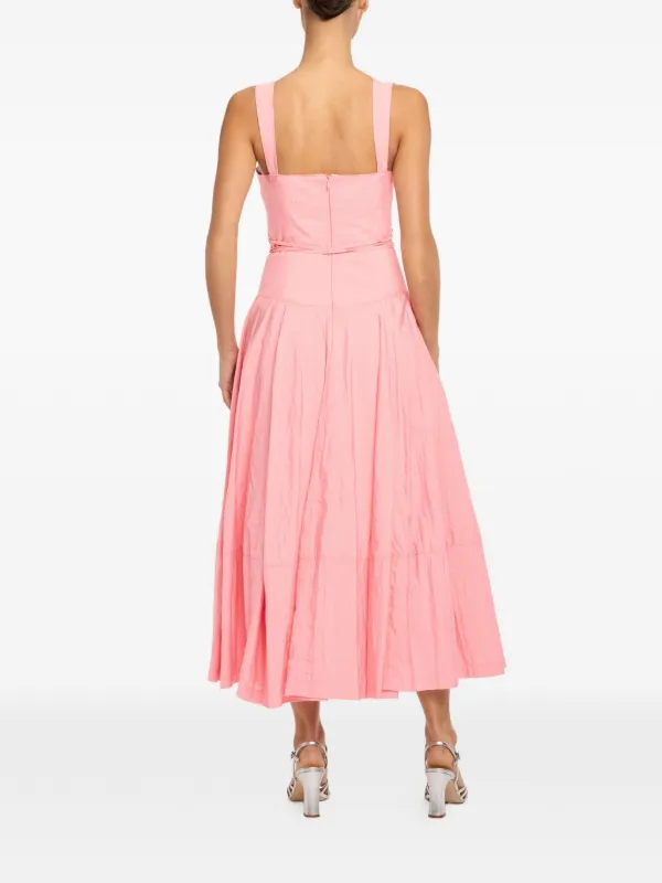 pink dress with neck tie Women's Baby Pink Woven Tie Halter Neck Dress