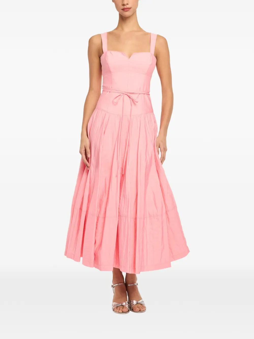 Cinq A Sept Jerome midi-jurk met sweetheart-hals en strik Roze