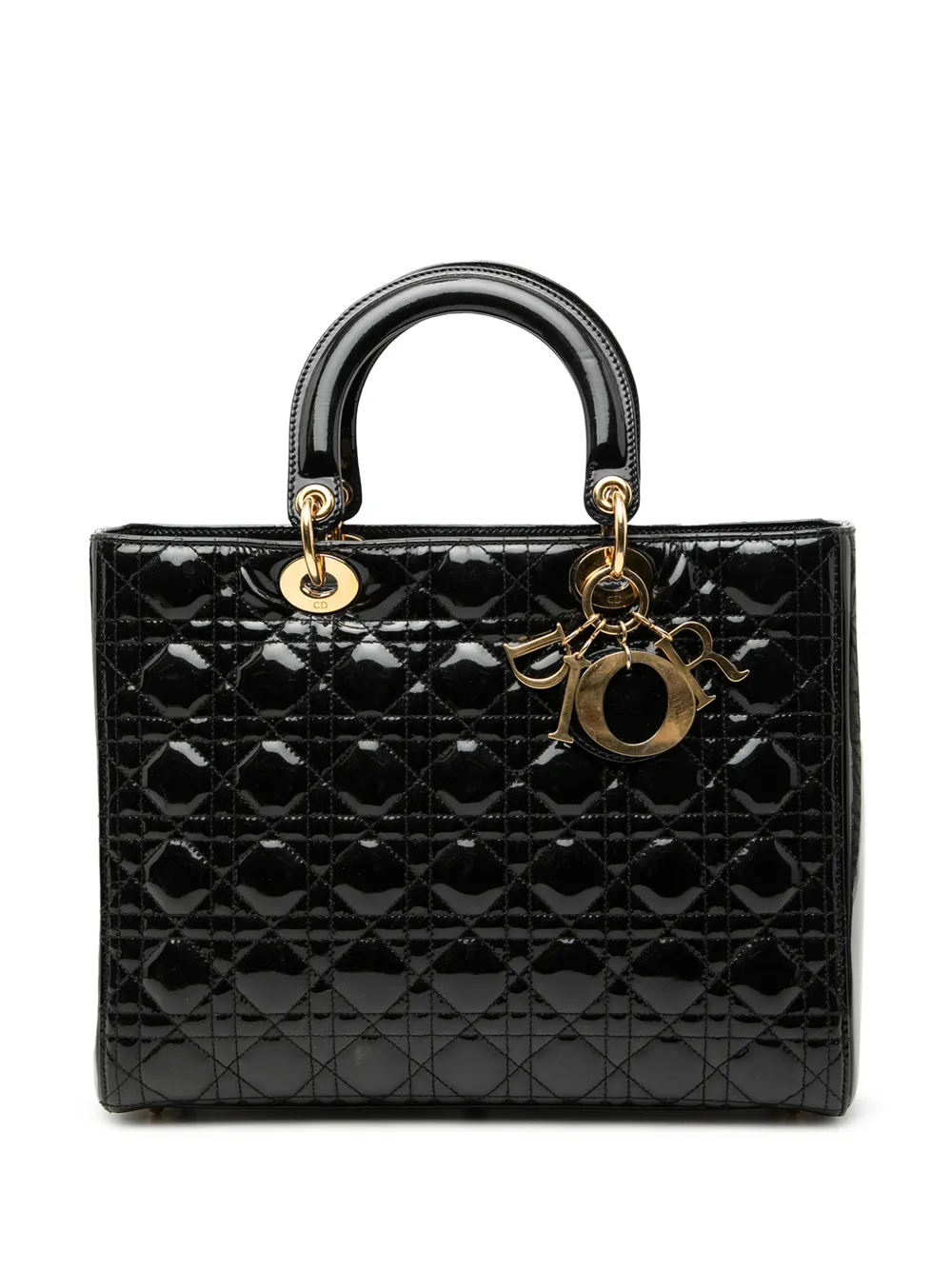 Christian Dior Pre-Owned 2000-2025 Large Patent Cannage Lady Dior satchel - Schwarz