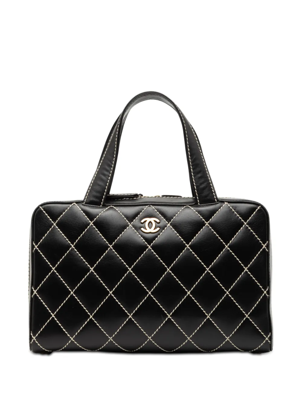 CHANEL Pre-Owned 2002-2003 CC Lambskin Wild Stitch handbag - Nero