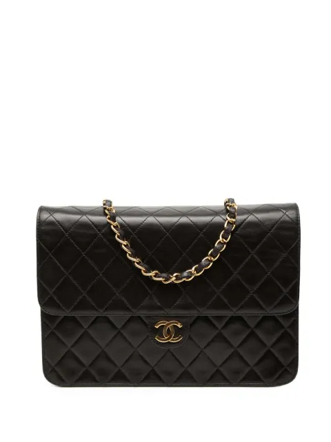 CHANEL Pre-Owned bolsa de hombro Half Single Flap mediana de piel de cordero con logo CC 1996-1997