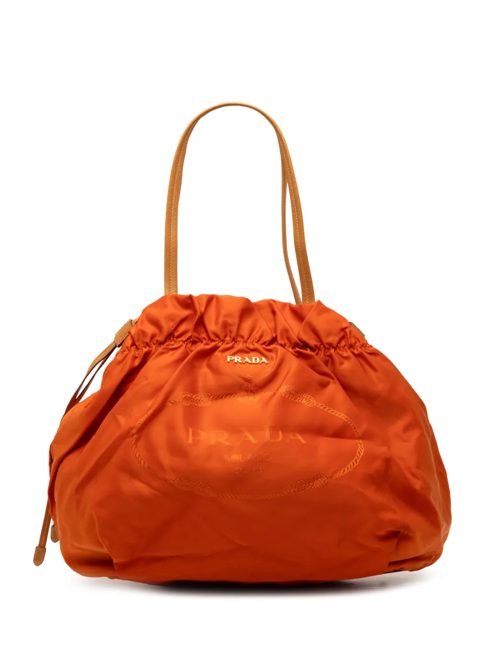 Prada Pre-Owned 2013-2025 Tessuto Logo Drawstring tote bag - Arancione