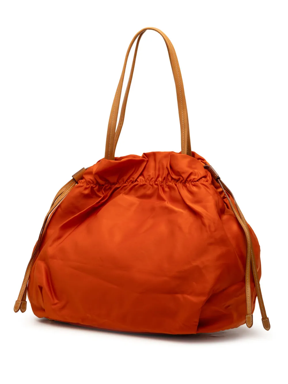  Prada Pre-owned 2013-2025 Tessuto Logo Drawstring Tote Bag - Orange 
