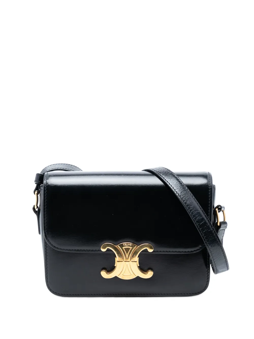 Celine Pre-Owned 2020 Teen Shiny Calfskin Triomphe crossbody bag - Nero