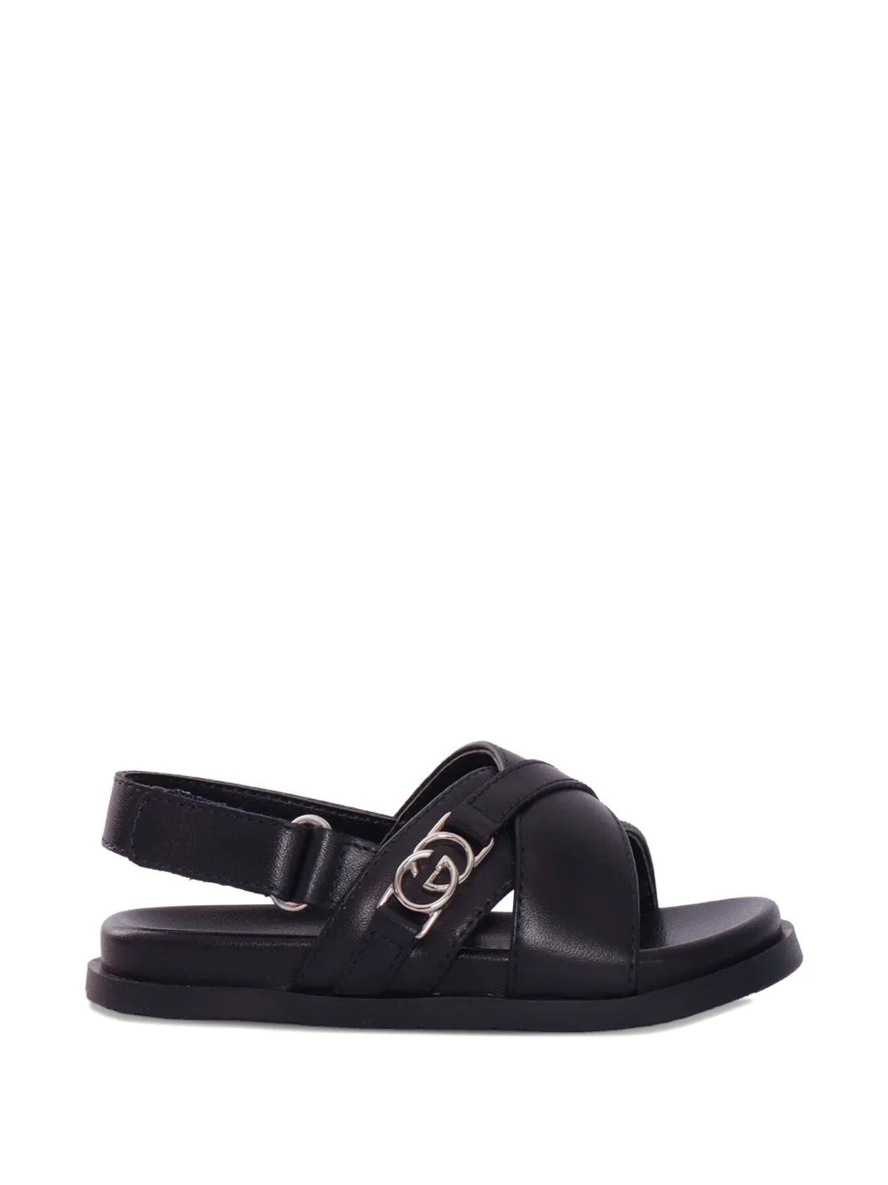 Gucci Kids criss cross leather sandal Zwart