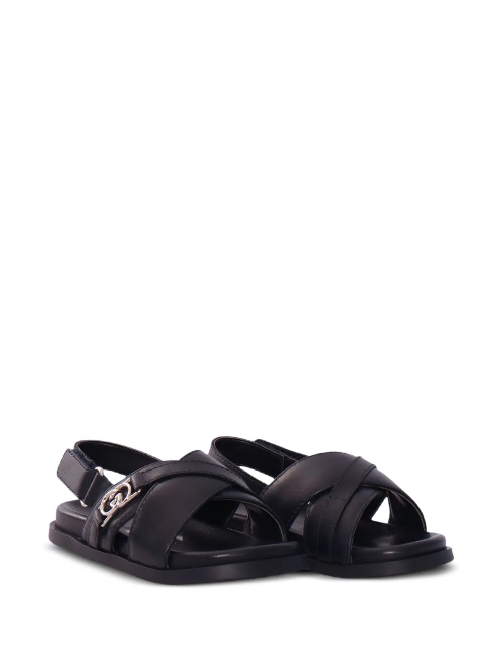 Gucci Kids criss cross leather sandal Zwart