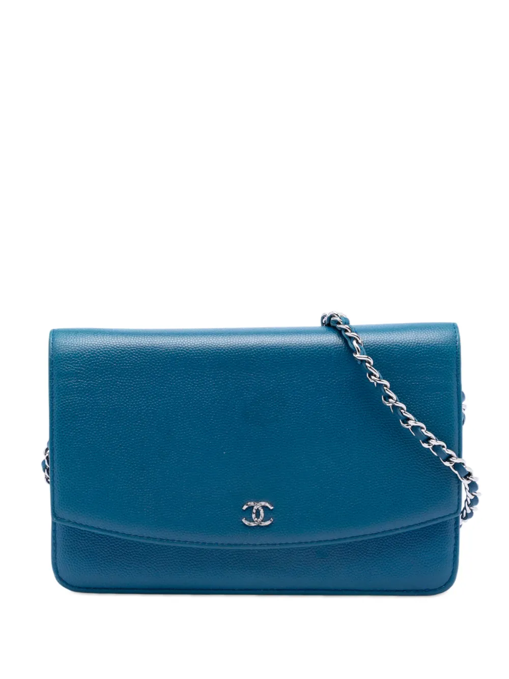 CHANEL Pre-Owned 2012 CC Caviar Sevruga Wallet On Chain crossbody bag - Blu