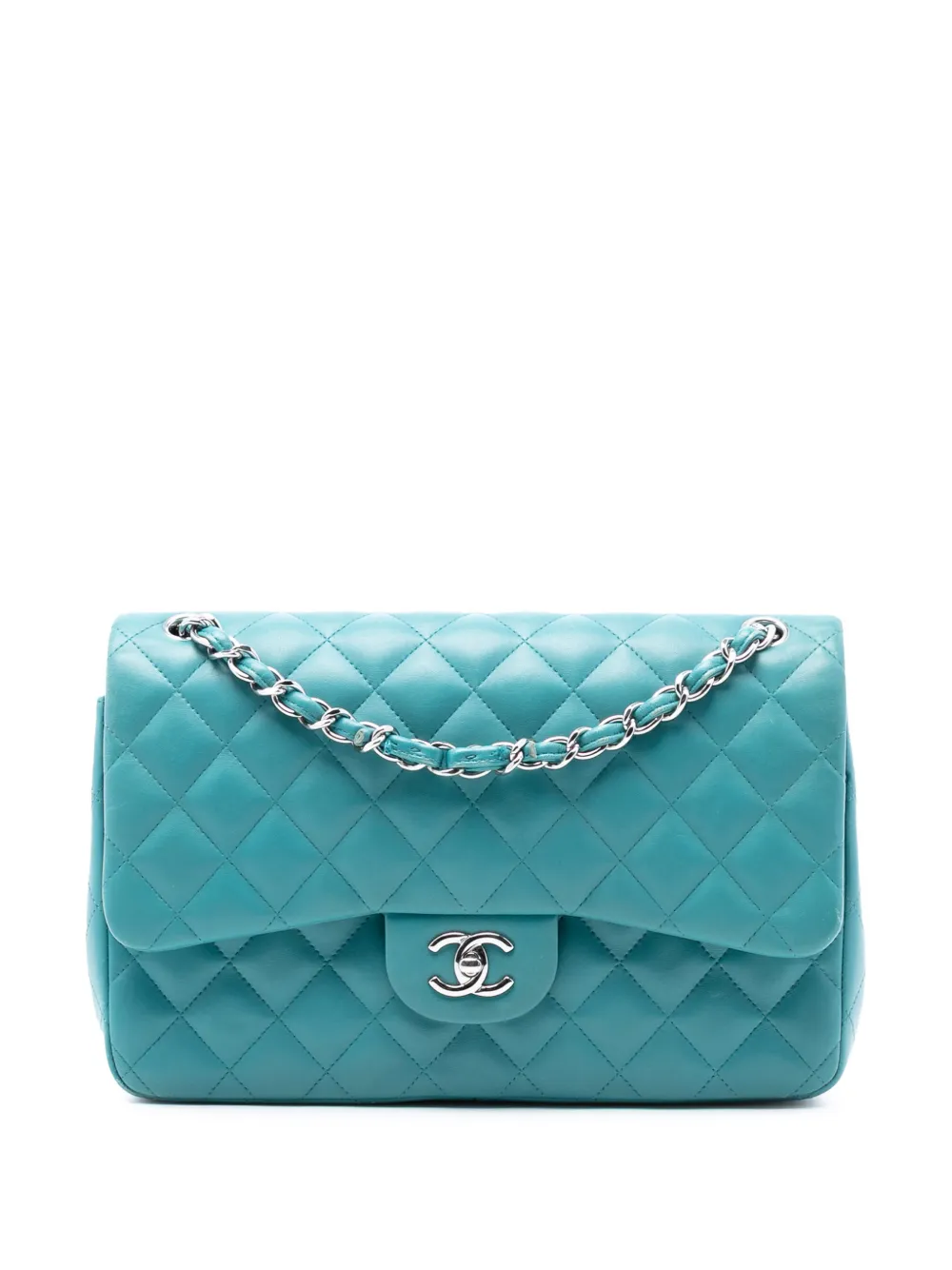 CHANEL Pre-Owned 2014-2015 Jumbo Classic Lambskin Double Flap shoulder bag - Blu
