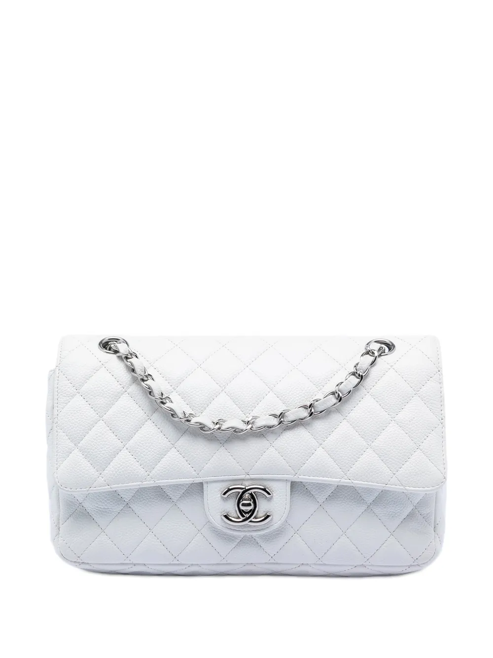 CHANEL Pre-Owned 2008-2009 Medium Classic Caviar Double Flap shoulder bag - Bianco
