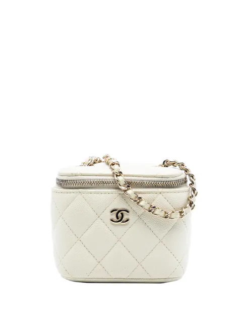 CHANEL Pre-Owned Trousse CC mini in pelle Caviar trapuntata con catena 2021