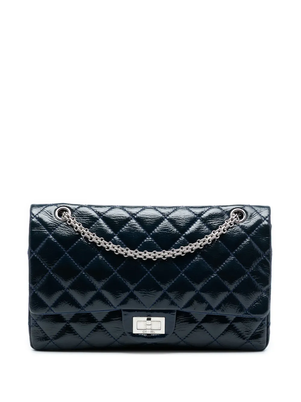 CHANEL Pre-Owned 2010-2011 Quilted Aged Patent Reissue 2.55 Double Flap 227 shoulder bag - Blu