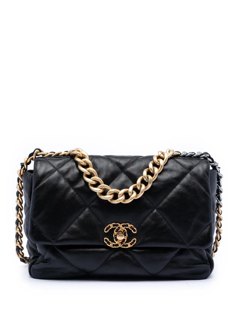 CHANEL Pre-Owned 2019 Large Lambskin 19 Flap satchel - Nero