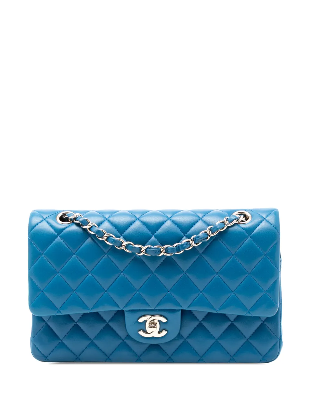 CHANEL Pre-Owned 2017-2018 Medium Classic Lambskin Double Flap shoulder bag - Blu