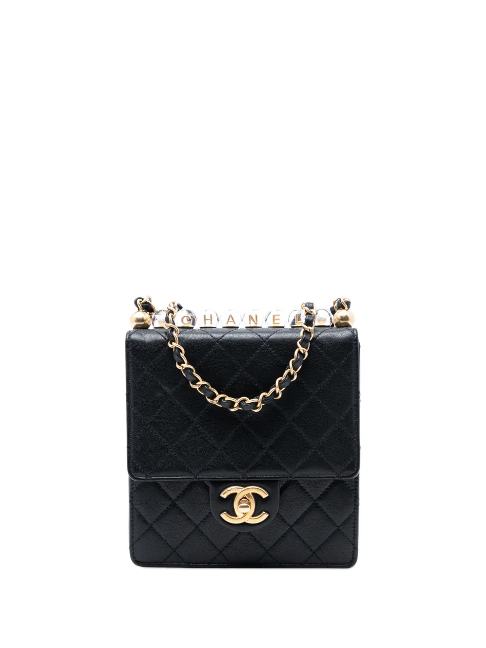 CHANEL Pre-Owned 2019 Small Goatskin Chic Pearls Flap crossbody bag - Nero