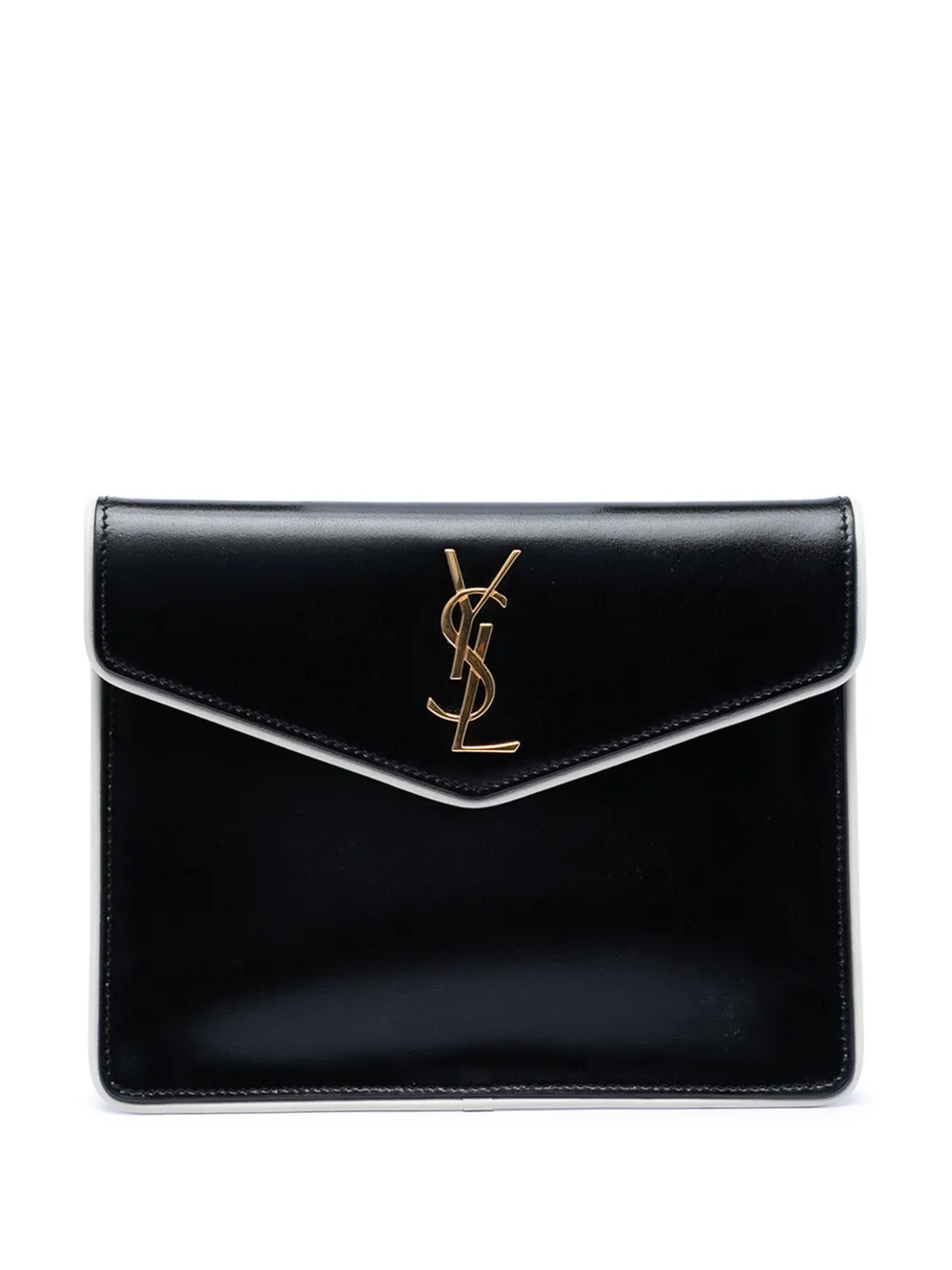 Saint Laurent Pre-Owned 2019 Baby Smooth Shiny Calfskin Monogram Uptown Pouch clutch bag - Nero