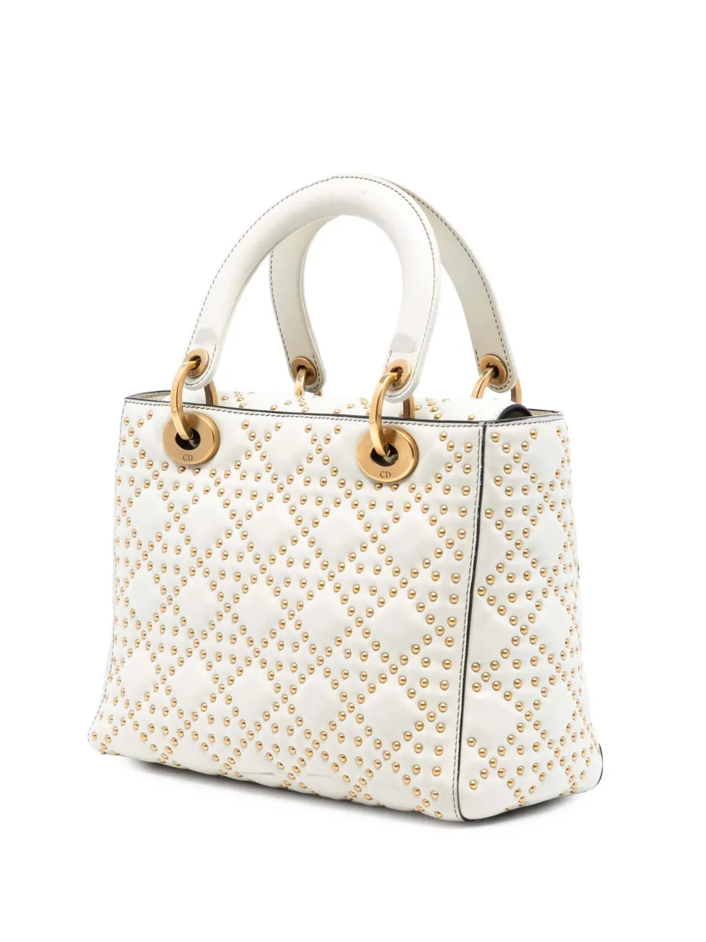 2018 Medium Lambskin Cannage Studded Supple Lady Dior satchel