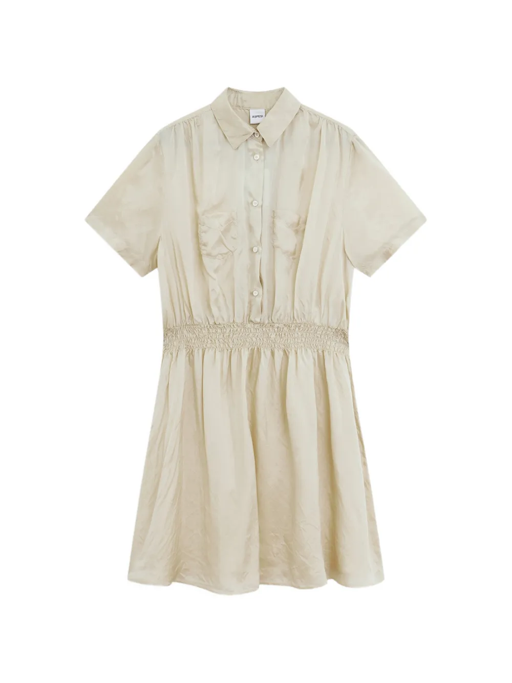 ASPESI patch-pocket shirred mini dress - Toni neutri