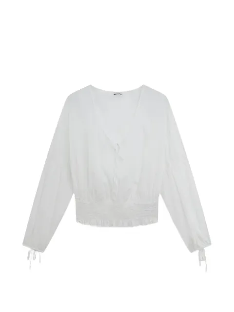 ASPESI shirred ruffle trim top