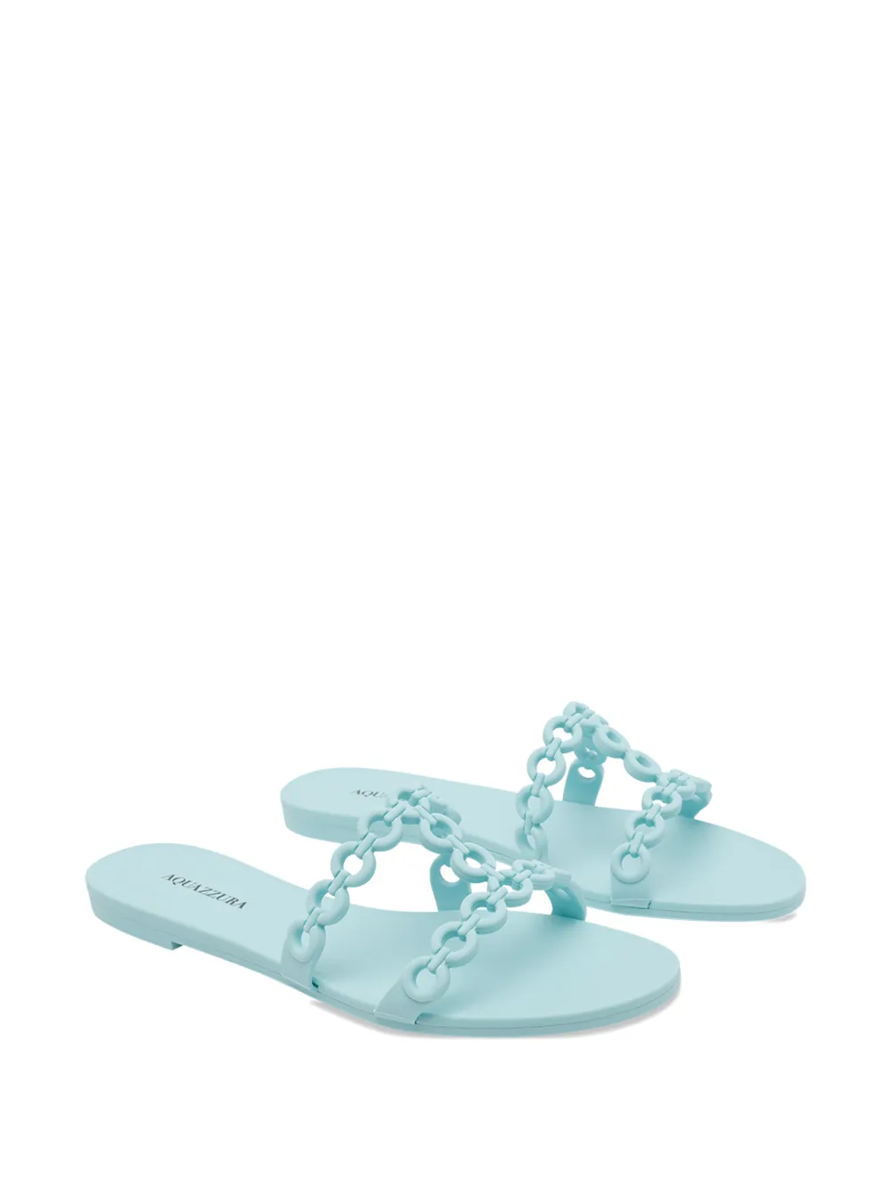 Aquazzura Slippers met ronde neus en ketting Blauw