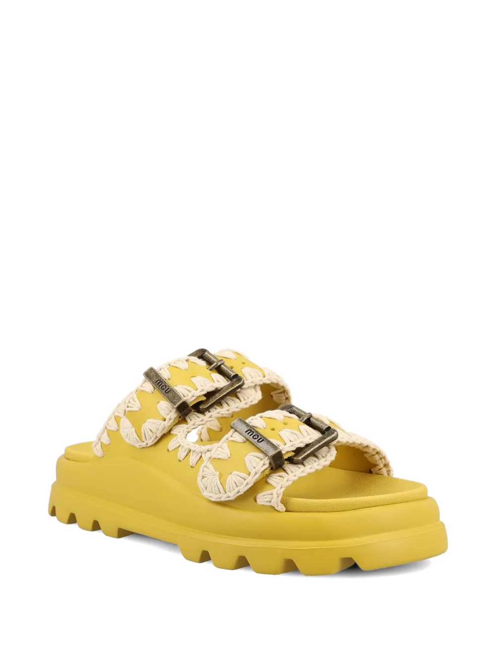 Mou Eva two-buckle sandals Geel
