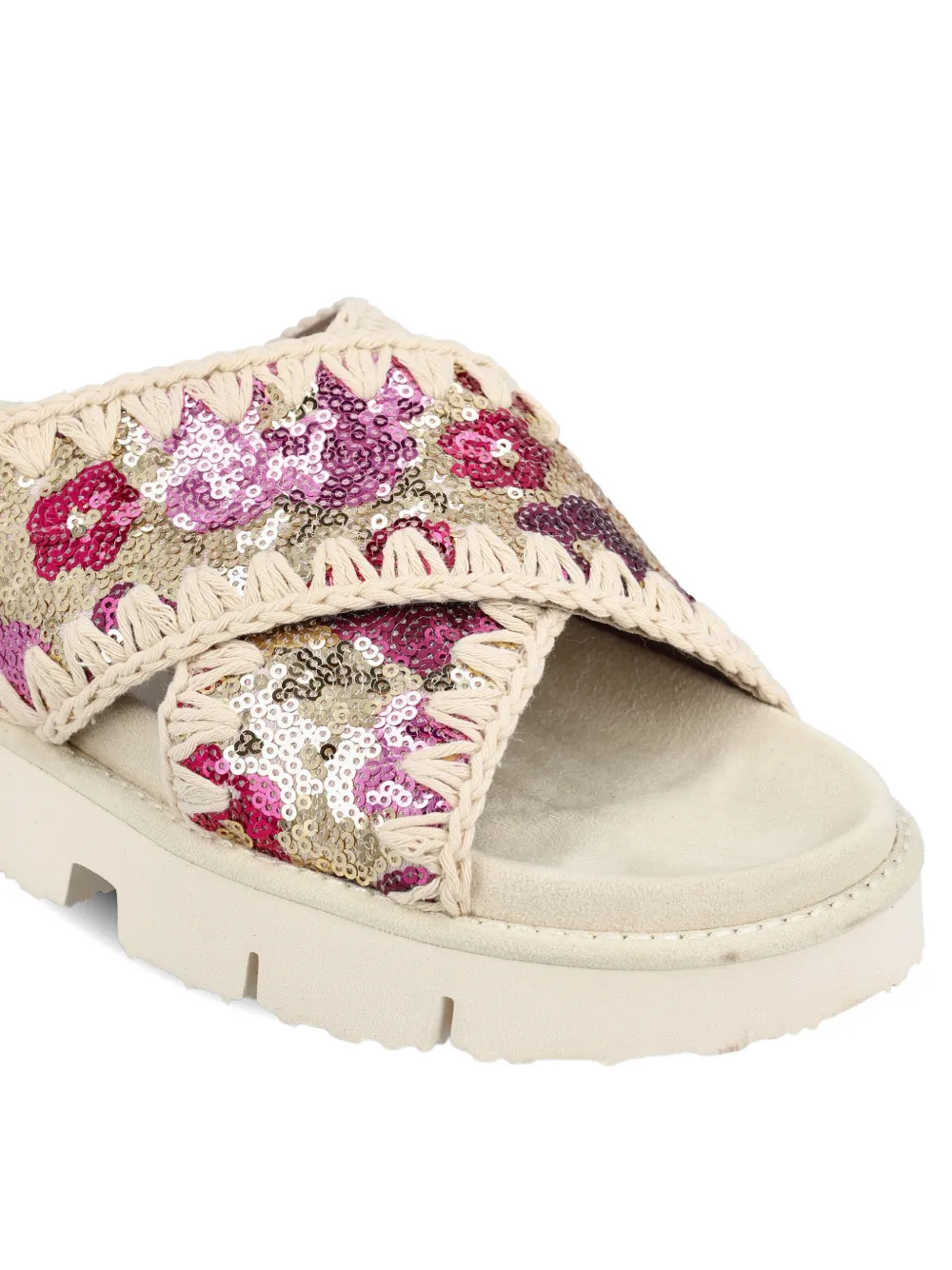 Mou floral criss-cross sandals Beige