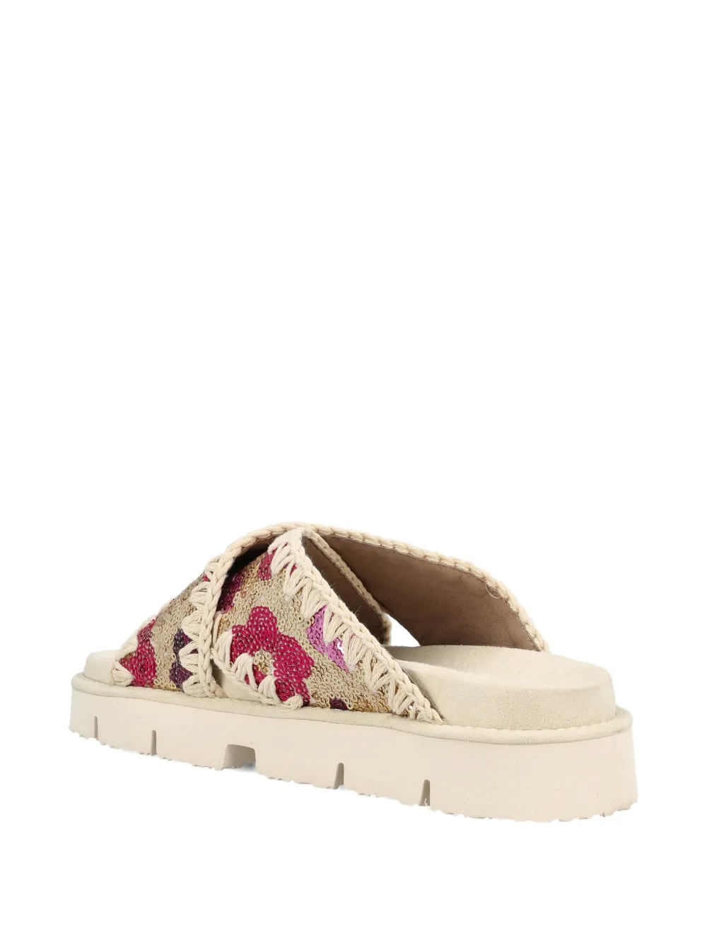 Mou floral criss-cross sandals Beige