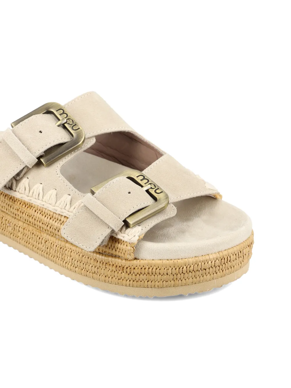Mou Sandalen met gesp en plateauzool Beige