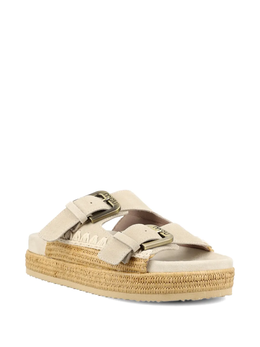 Mou Sandalen met gesp en plateauzool Beige