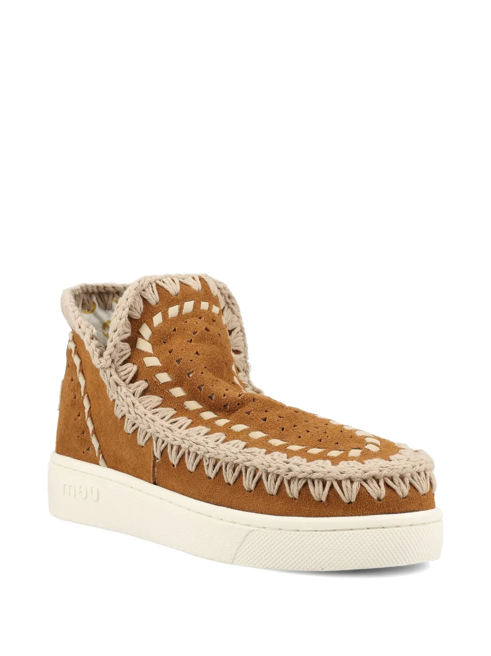 Mou Summer Eskimo gehaakte laarzen met geperforeerde details Bruin