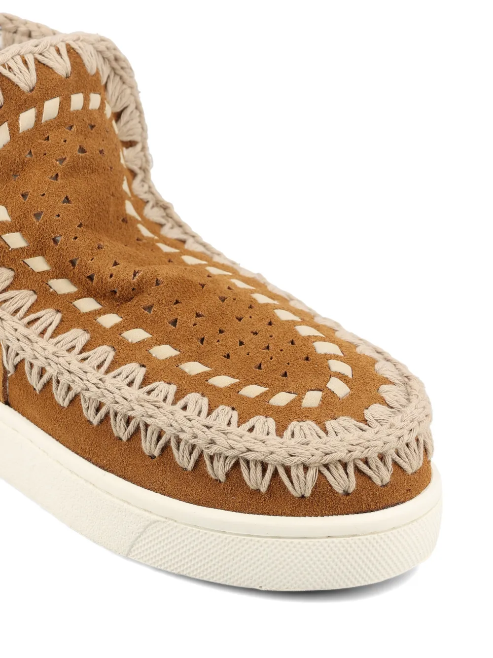 Mou Summer Eskimo gehaakte laarzen met geperforeerde details Bruin