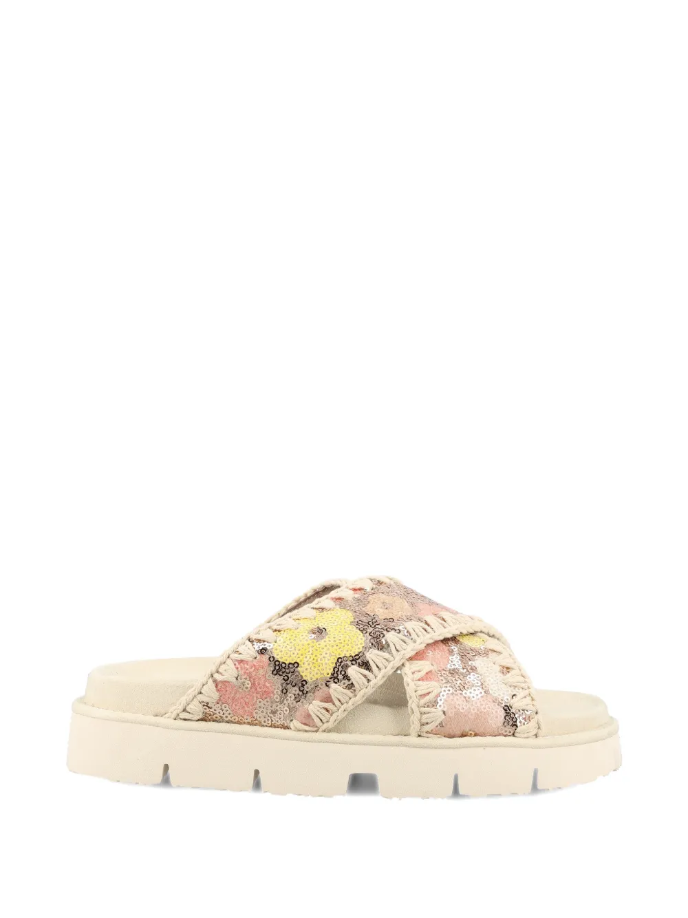Mou sequin-embellished flat sandals Beige