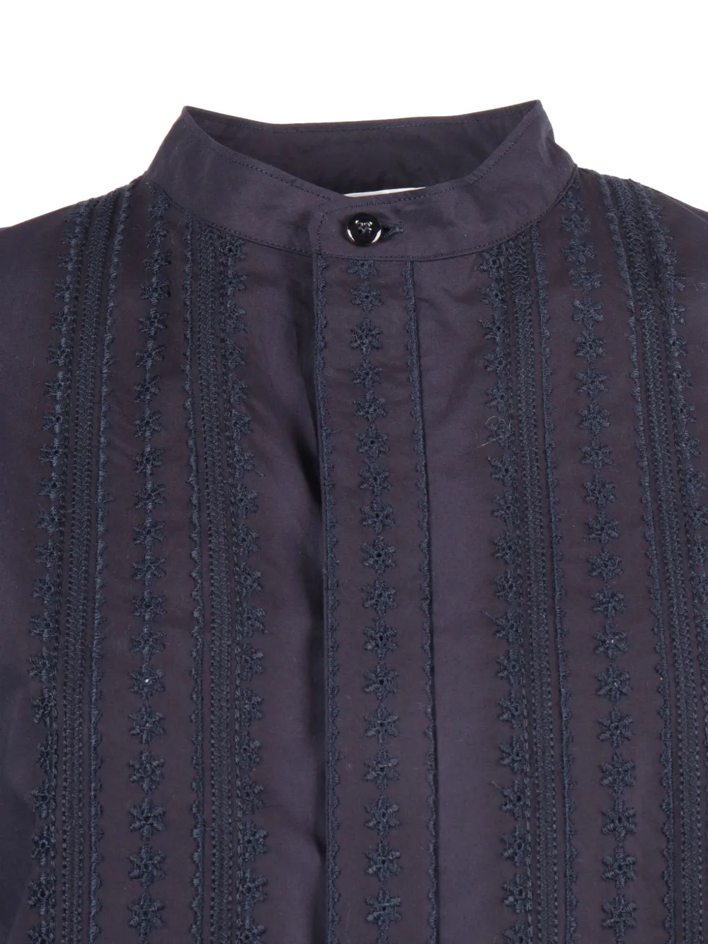 Forte Les Fleurs popeline blouse met borduurwerk Blauw