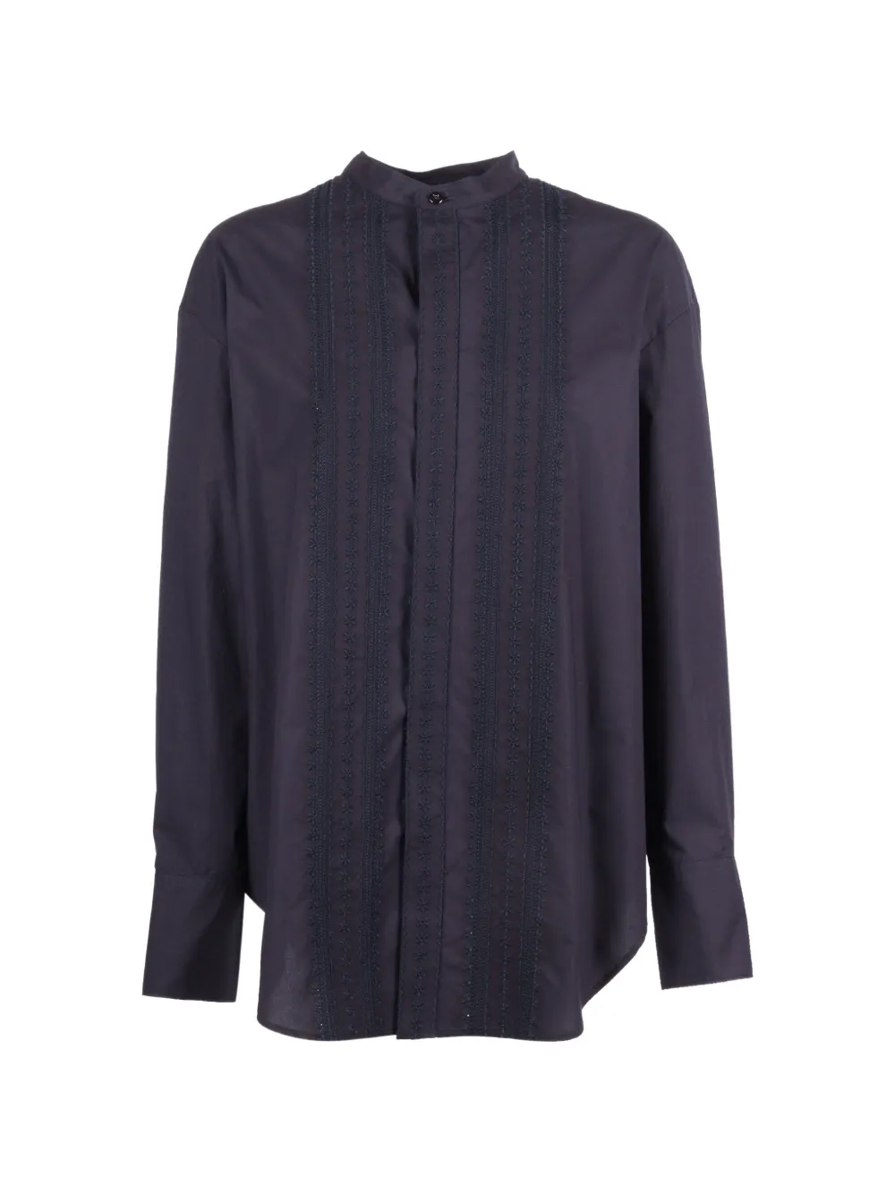 Forte Forte Les Fleurs embroidered poplin shirt - Blu