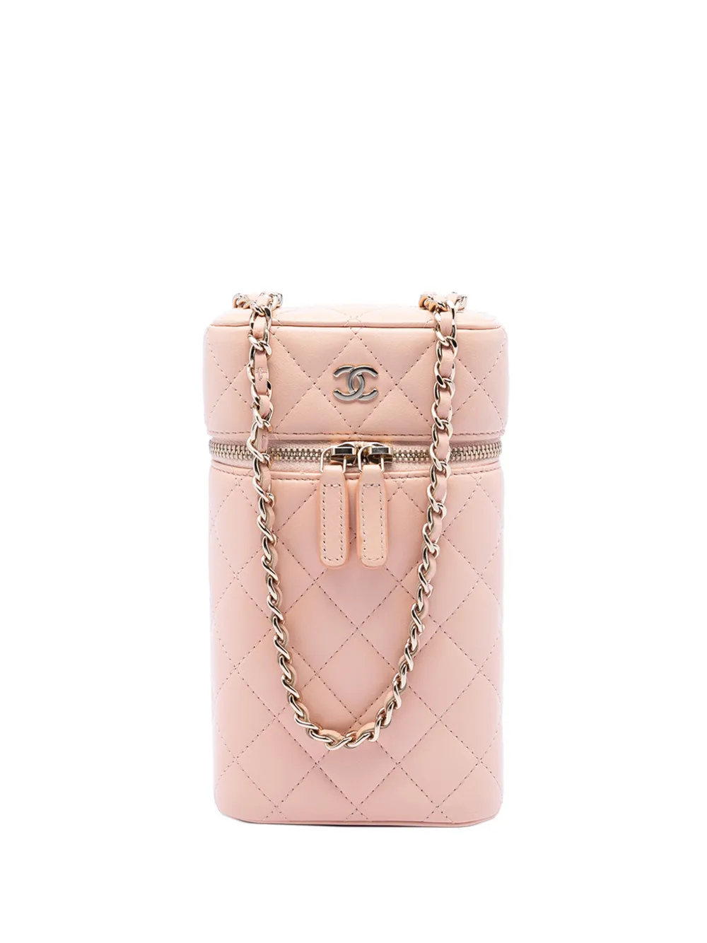 CHANEL Pre-Owned 2020 CC Quilted Lambskin Phone Holder with Chain crossbody bag - Rosa
