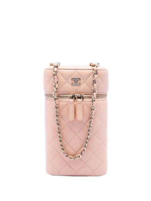 CHANEL Pre-Owned bolsa crossbody CC capitonada de piel de cordero Phone Holder with Chain 2020