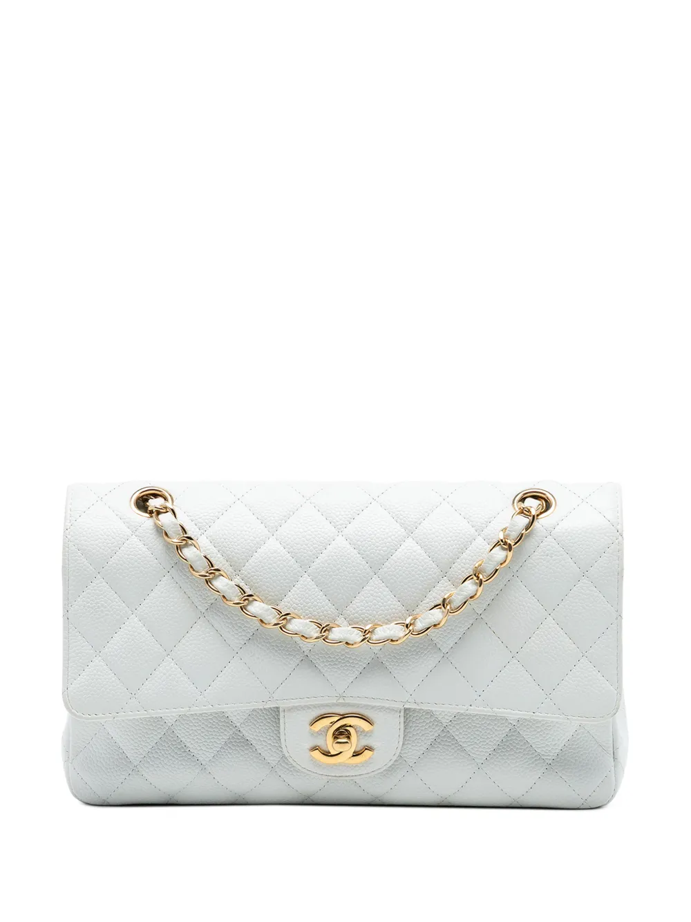 CHANEL Pre-Owned 2010-2011 Medium Classic Caviar Double Flap shoulder bag - Bianco