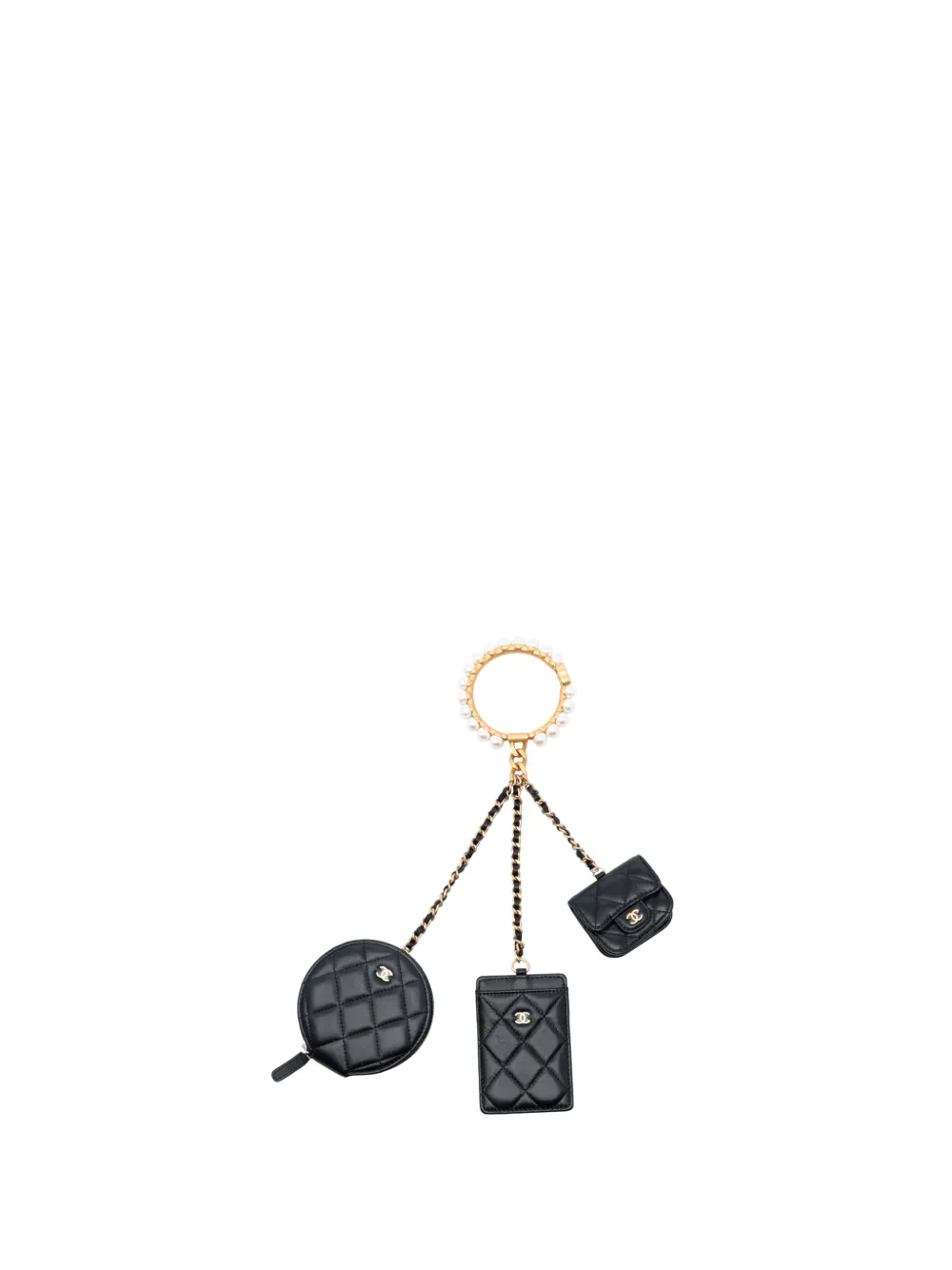 CHANEL Pre-Owned 2021 Quilted Lambskin Pearl Crown CC Wristlet Multi Pouches clutch bag - Nero