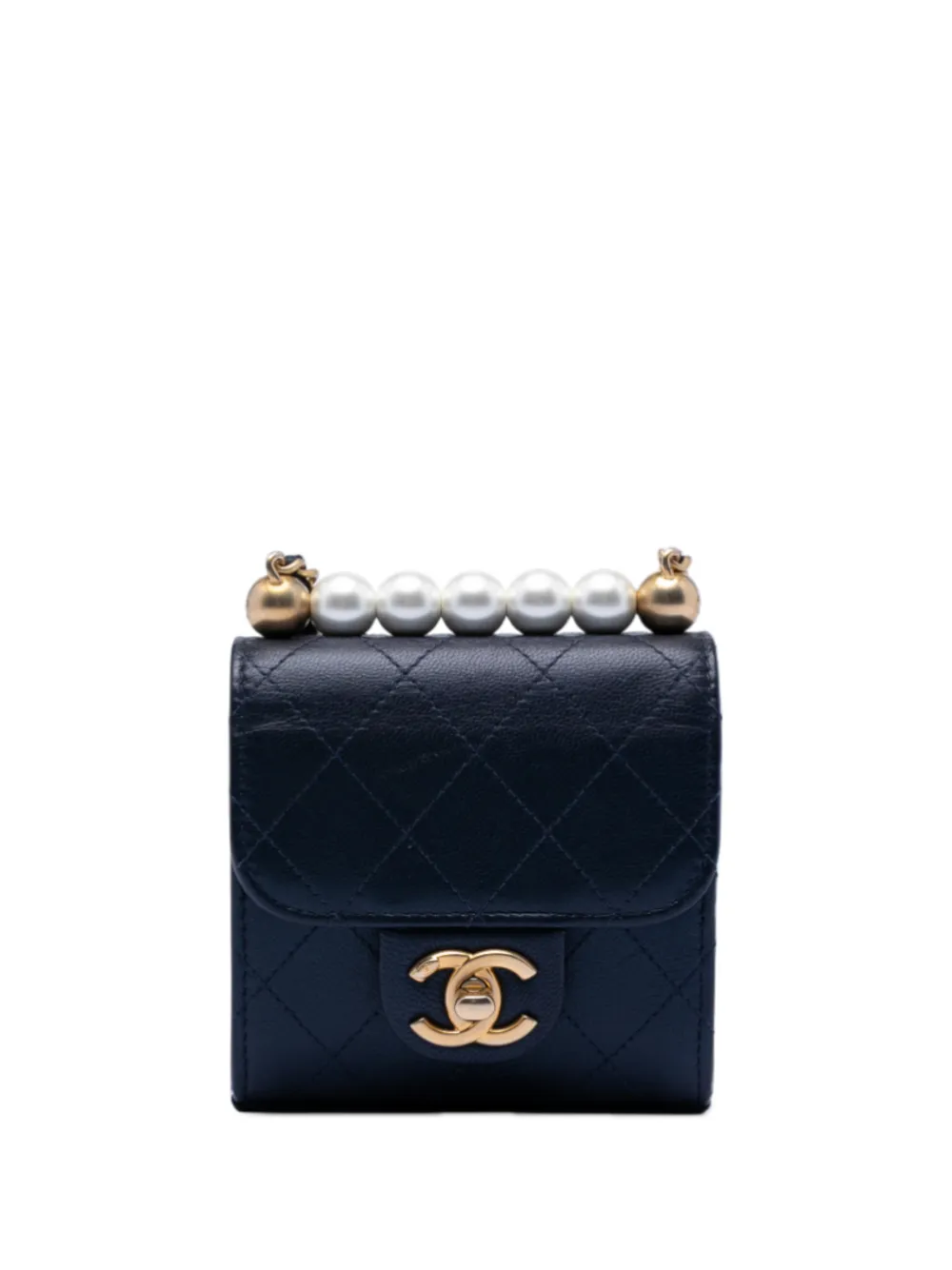 CHANEL Pre-Owned 2019 Mini Goatskin Chic Pearls Clutch On Chain crossbody bag - Blu