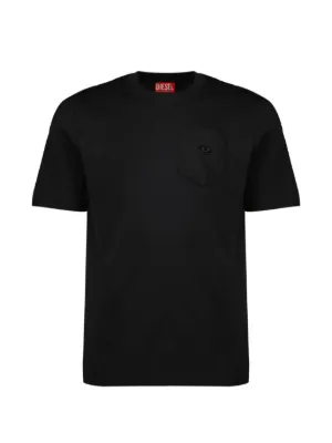 Diesel Oval-D Embroidered T-shirt | Black | FARFETCH IN