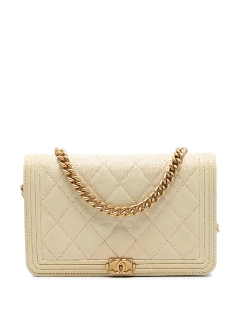CHANEL Pre-Owned 2018-2019 Quilted Caviar Boy Wallet on Chain crossbody bag