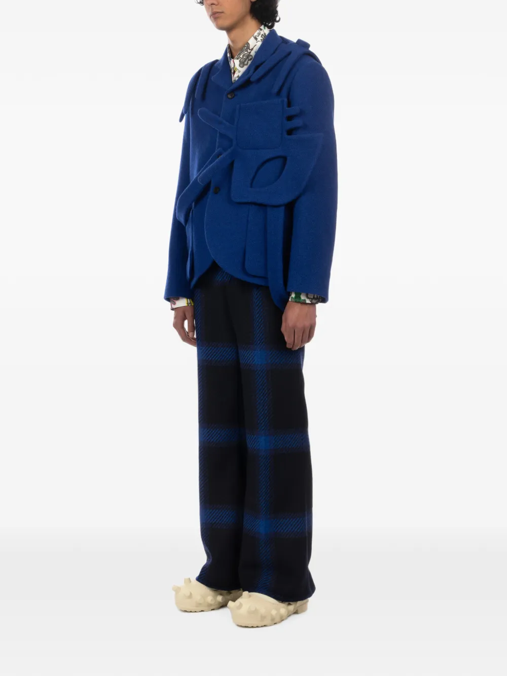 Walter Van Beirendonck Alien Boxy Deconstructed Blazer in Blue, view 4