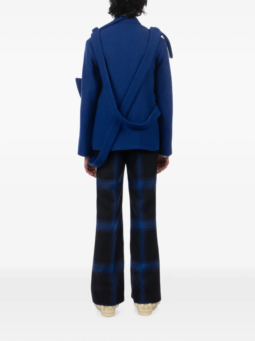 Walter Van Beirendonck Alien Boxy Deconstructed Blazer in Blue, view 5
