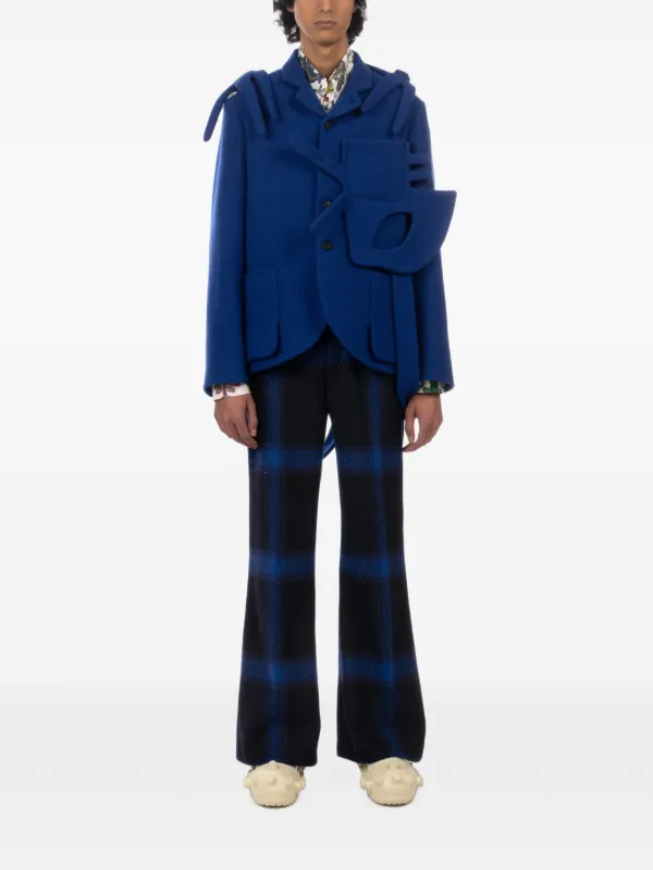 Walter Van Beirendonck Alien Boxy Deconstructed Blazer in Blue