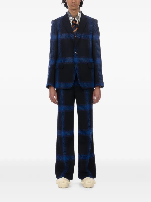 Walter Van Beirendonck Check-pattern Wool Blazer in Blue