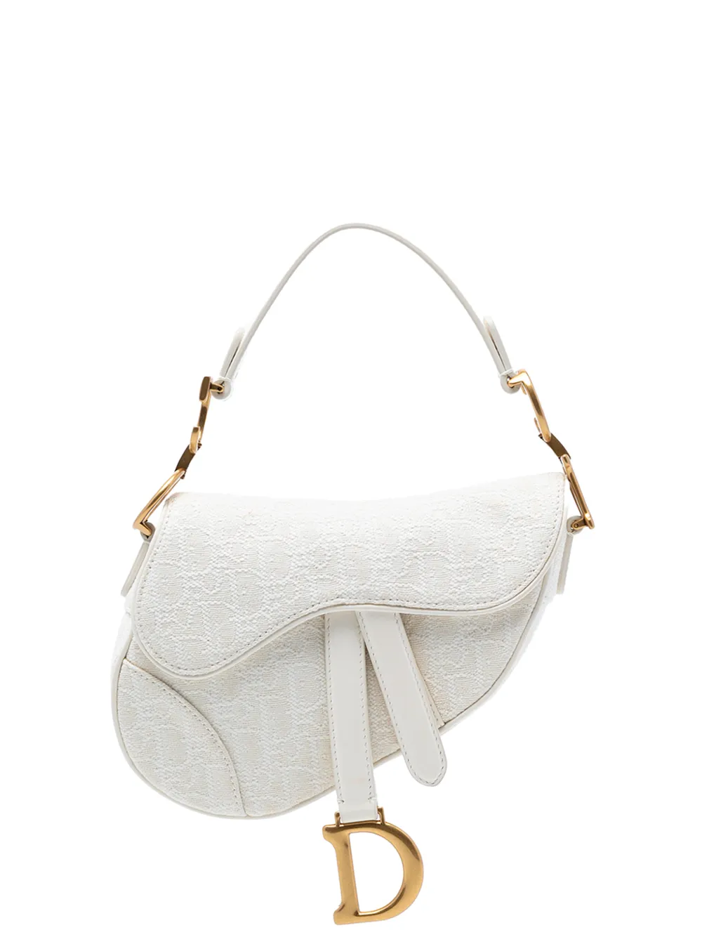 Christian Dior Pre-Owned 2020 Mini Oblique Canvas Saddle Bag satchel - Bianco