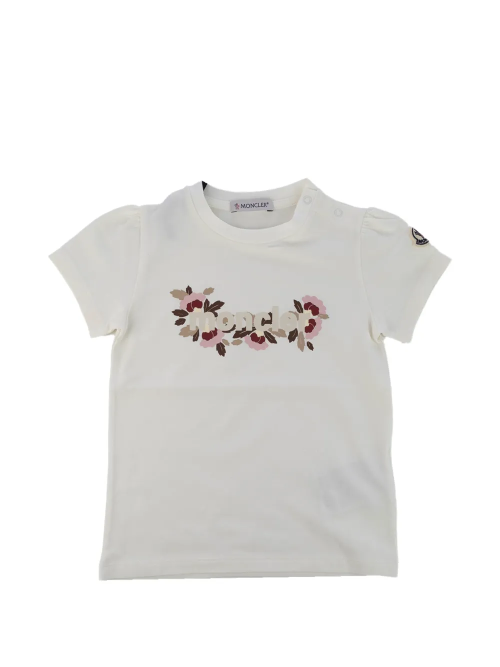 Moncler Enfant T-shirt met bloe print Beige